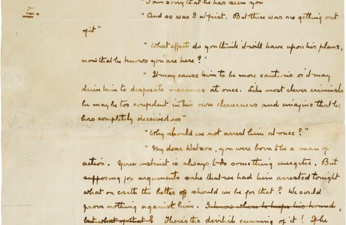 Británica Bonhams subastará en Nueva York manuscritos de Sherlock Holmes